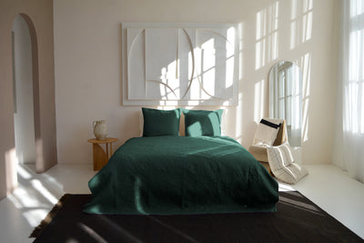 Bedsprei incl. 2 kussenslopen - Dark Green - Flowers