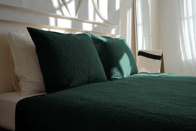 Bedsprei incl. 2 kussenslopen - Dark Green - Flowers