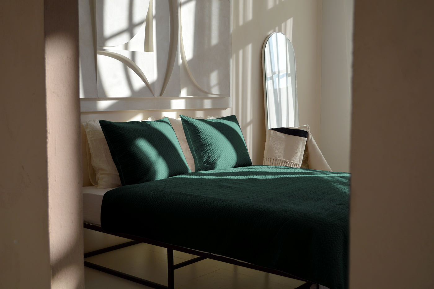 Bedsprei incl. 2 kussenslopen - Dark Green - Rope