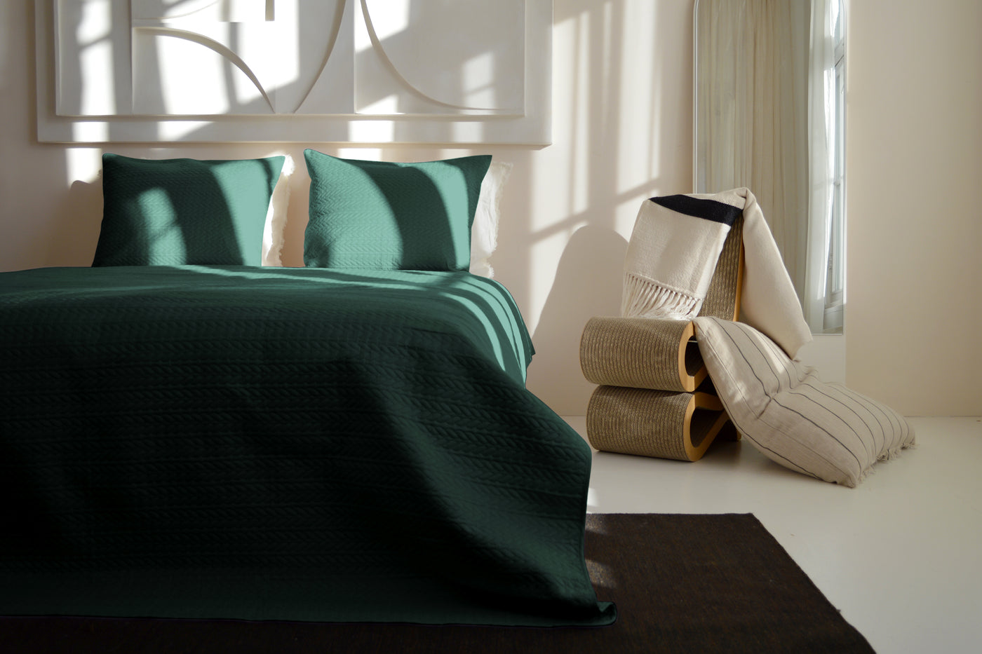 Bedsprei incl. 2 kussenslopen - Dark Green - Rope