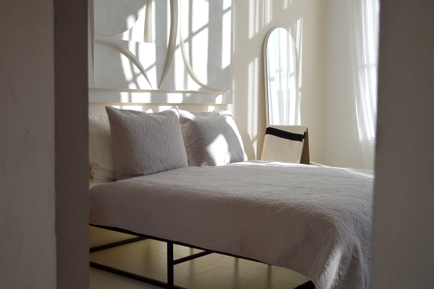 Bedsprei  incl. 2 kussenslopen - Beige - Flower