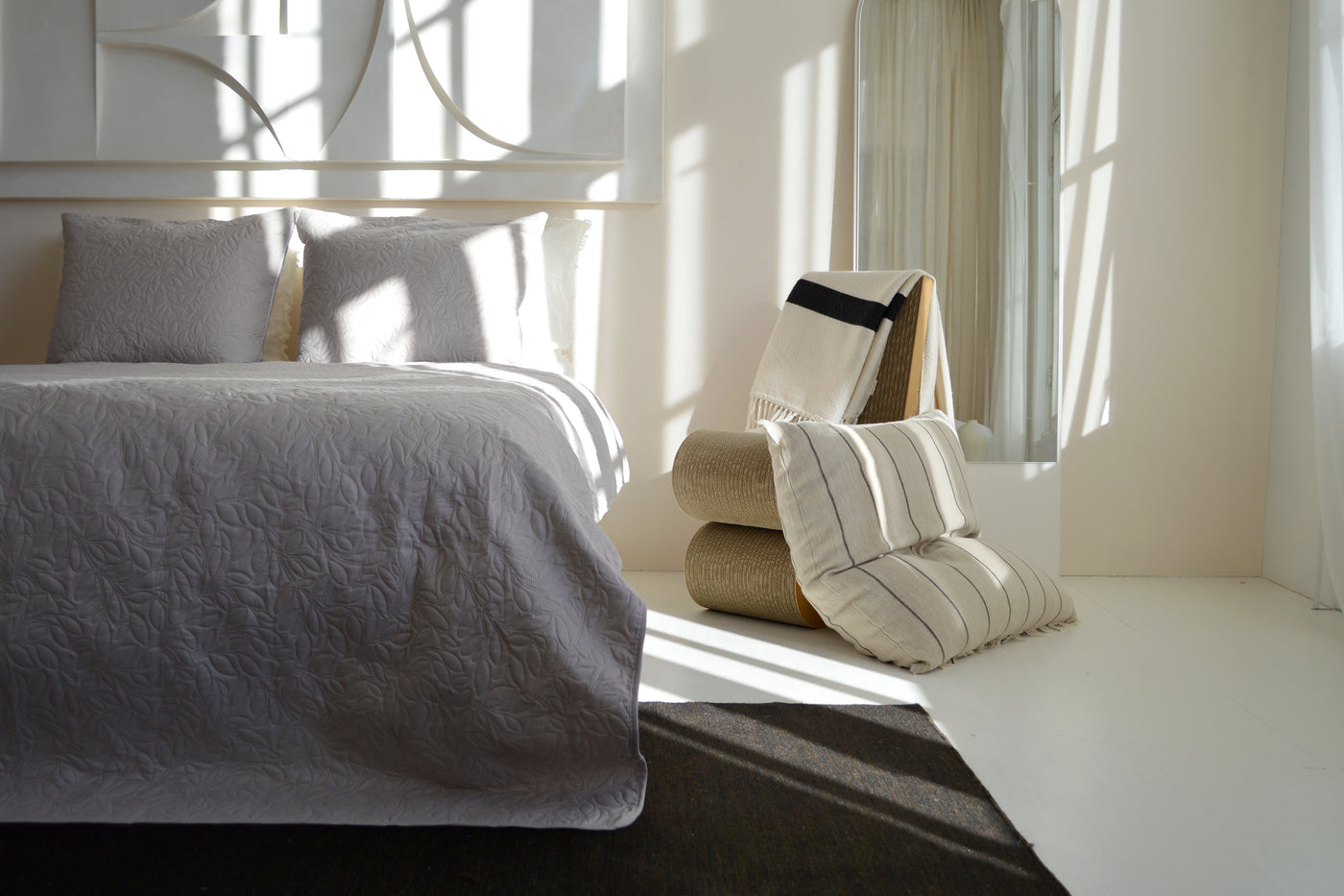 Bedsprei  incl. 2 kussenslopen - Beige - Flower