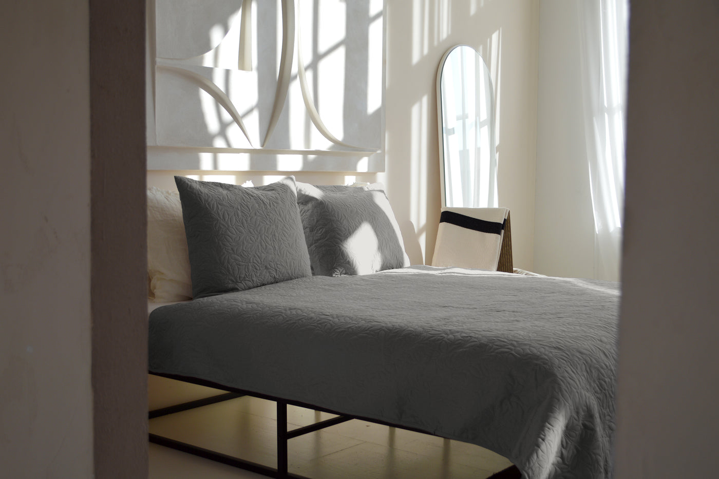Bedsprei incl. 2 kussenslopen - Silver - Flowers