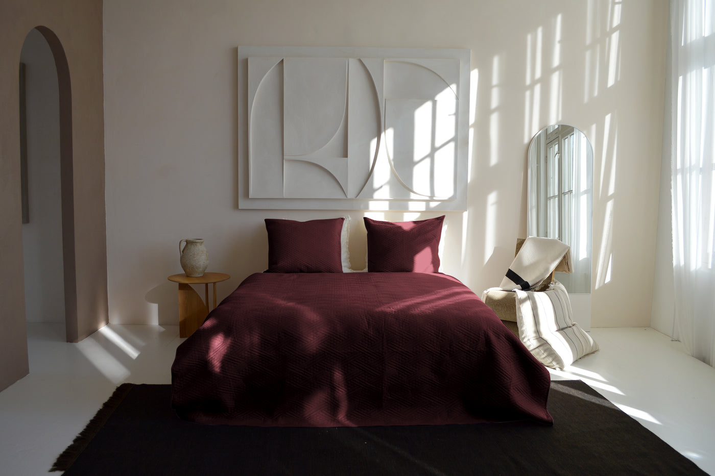 Bedsprei  incl. 2 kussenslopen - Dark Red - Layers
