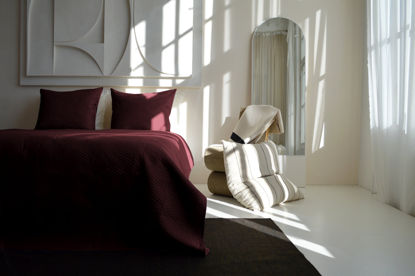 Bedsprei  incl. 2 kussenslopen - Dark Red - Layers