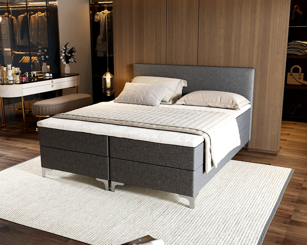 London Luxe Boxspring met Opbergruimte - Antraciet