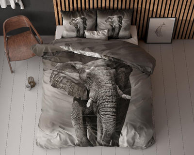 Elegant Olifant Dekbedovertrek 100% Katoen - Antraciet
