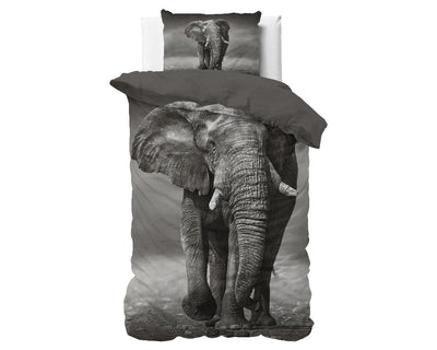 Elegant Olifant Dekbedovertrek 100% Katoen - Antraciet