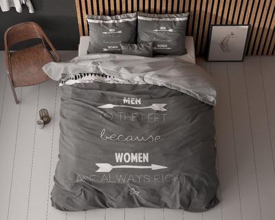 Women Always Right Dekbedovertrek 100% Katoen - Antraciet