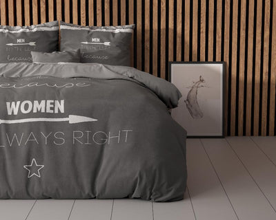 Women Always Right Dekbedovertrek 100% Katoen - Antraciet