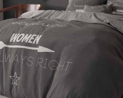 Women Always Right Dekbedovertrek 100% Katoen - Antraciet