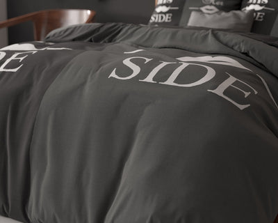 His and Her Side Dekbedovertrek Micropercal - Zwart