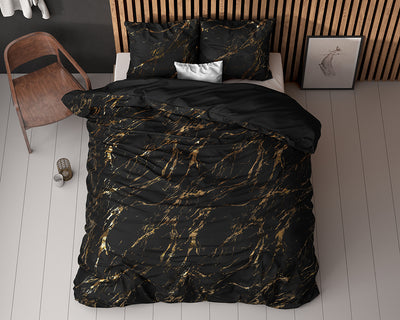 Glamour Marble Dekbedovertrek - Micropercal - Zwart