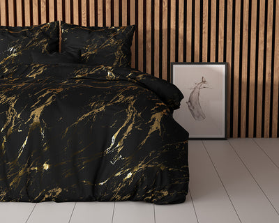Glamour Marble Dekbedovertrek - Micropercal - Zwart