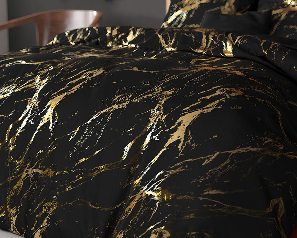 Glamour Marble Dekbedovertrek - Micropercal - Zwart