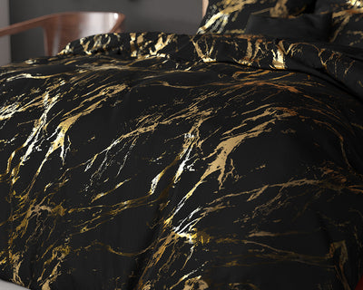 Glamour Marble Dekbedovertrek - Micropercal - Zwart