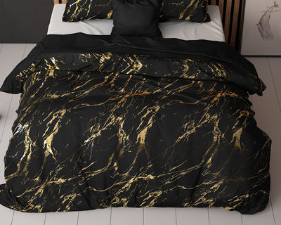 Glamour Marble Dekbedovertrek - Micropercal - Zwart