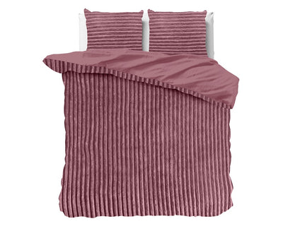 Rib Teddy Dekbedovertrek - Oud Roze