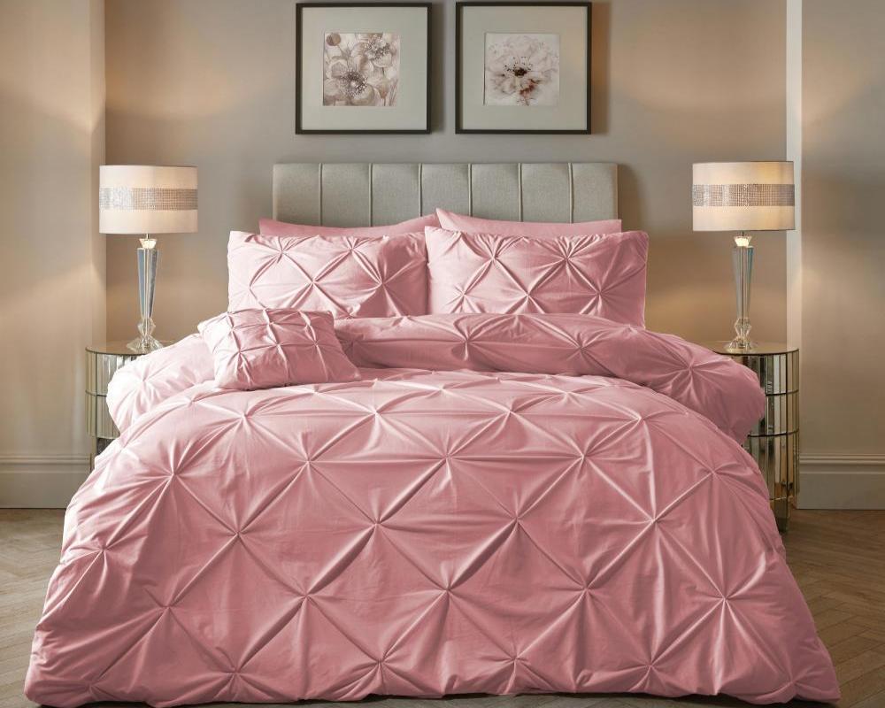Velvet Pintuck Dekbedovertrek - Roze