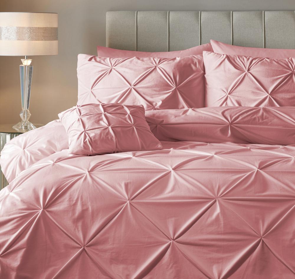 Velvet Pintuck Dekbedovertrek - Roze