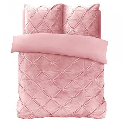 Velvet Pintuck Dekbedovertrek - Roze