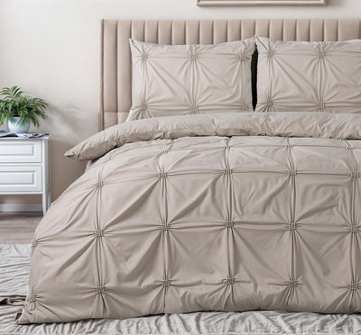Punch Pintuck Dekbedovertrek Micropercal - Taupe
