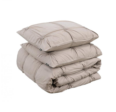Punch Pintuck Dekbedovertrek Micropercal - Taupe
