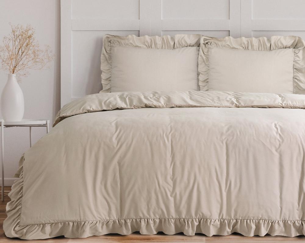 Ruffles Dekbedovertrek Micropercal - Taupe