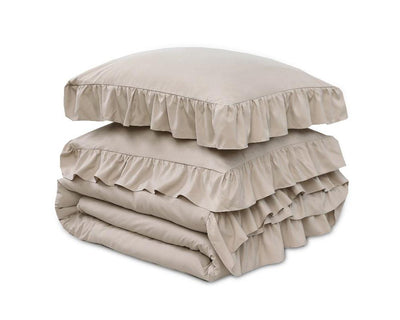 Ruffles Dekbedovertrek Micropercal - Taupe