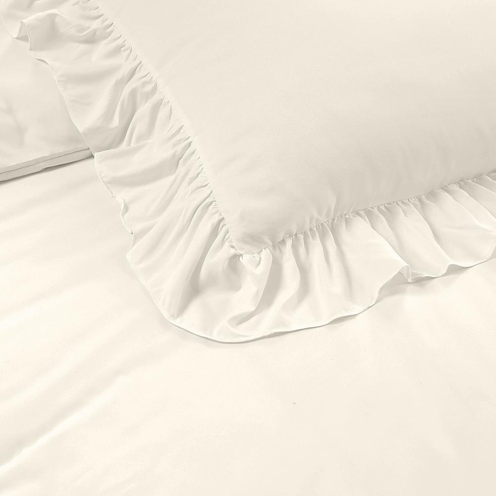 Ruffles Dekbedovertrek Micropercal - Crème