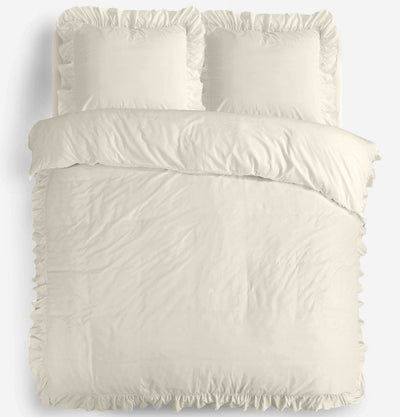 Ruffles Dekbedovertrek Micropercal - Crème