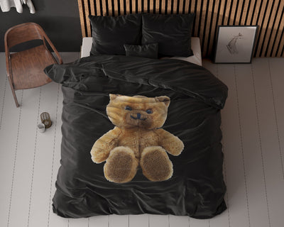 Brave Teddy Dekbedovertrek - Zwart
