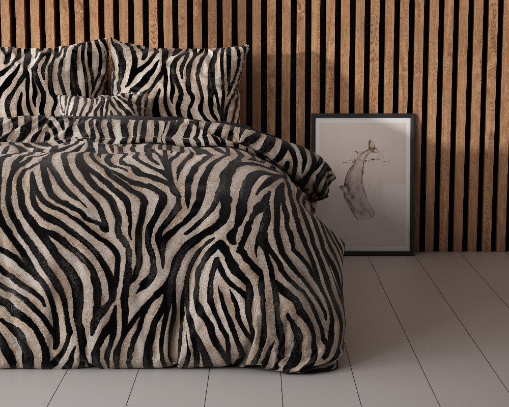 Zebra Dekbedovertrek - Zwart