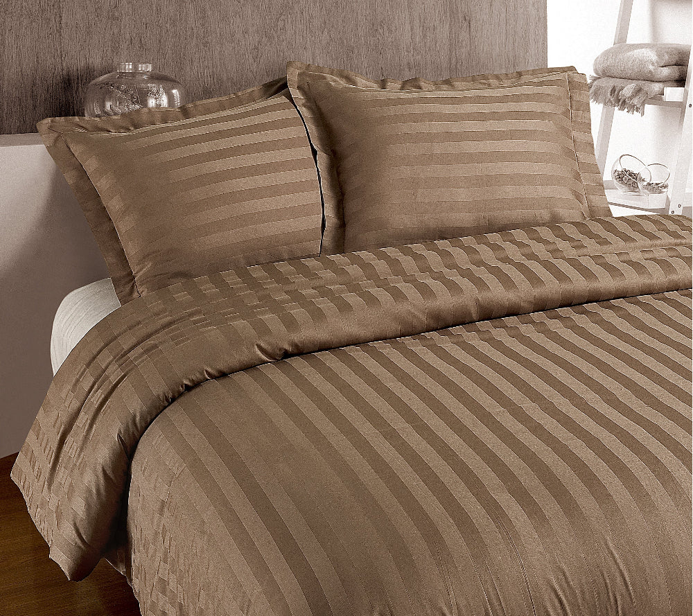 Hotel Stripe Dekbedovertrek - Taupe