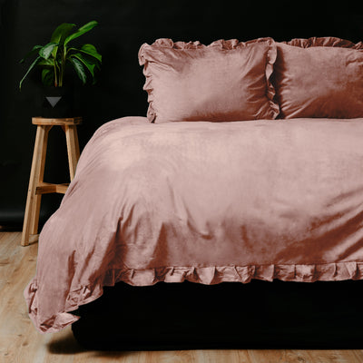 Velvet Ruffles Dekbedovertrek - Oud Roze