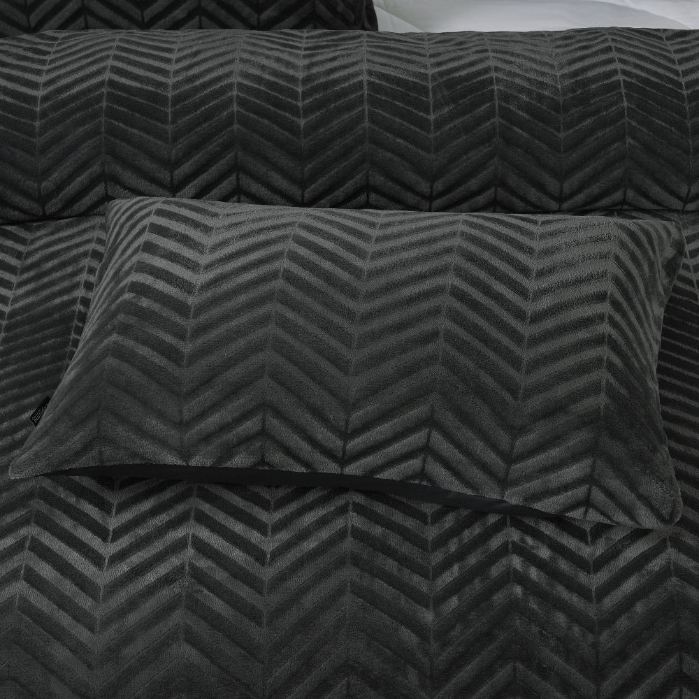 Chevron Teddy Dekbedovertrek - Antraciet