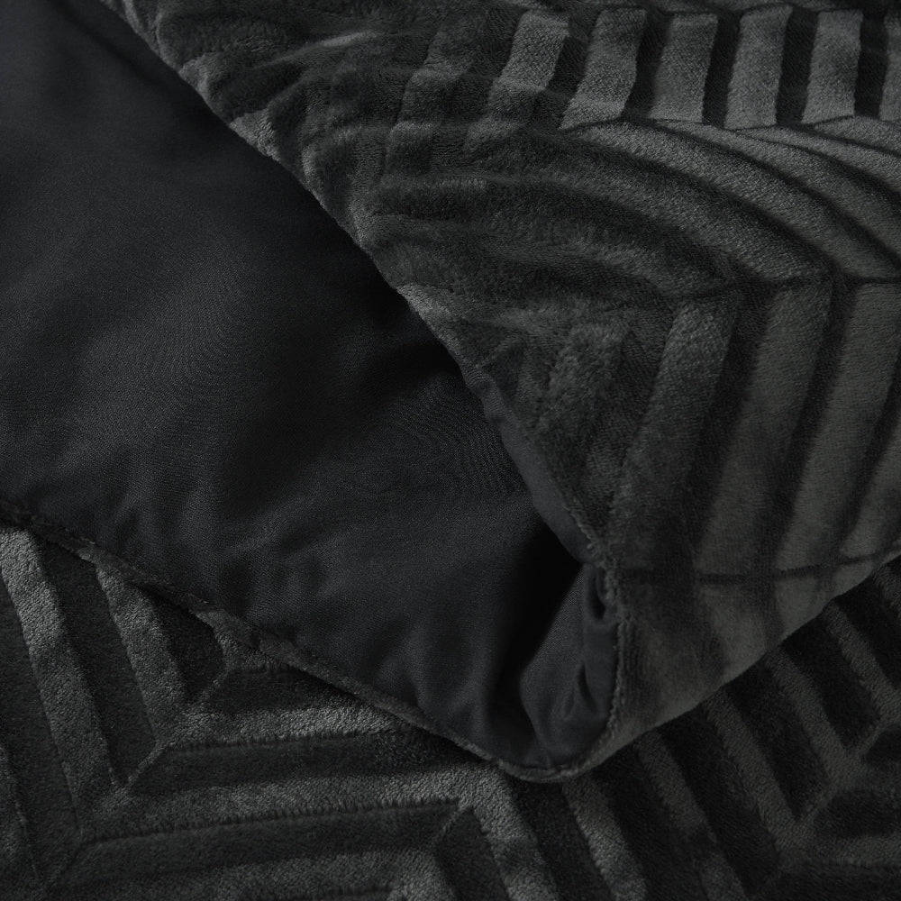 Chevron Teddy Dekbedovertrek - Antraciet