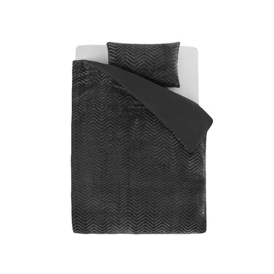 Chevron Teddy Dekbedovertrek - Antraciet