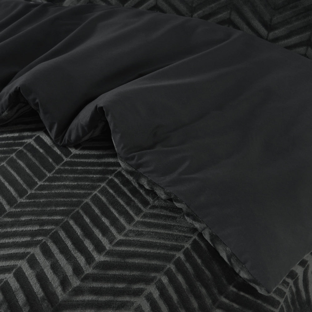 Chevron Teddy Dekbedovertrek - Antraciet