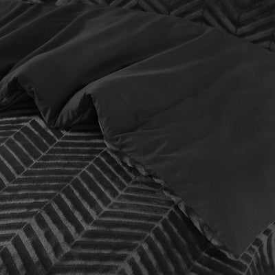 Chevron Teddy Dekbedovertrek - Antraciet