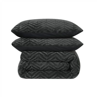 Chevron Teddy Dekbedovertrek - Antraciet