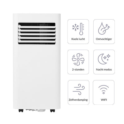 Verrijdbare airco 7000BTU met Wifi-connectie & timerfunctie