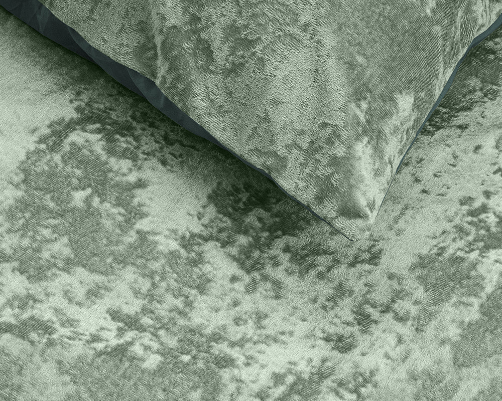 Crushed Velvet Dekbedovertrek - Katoen - Bottle Green