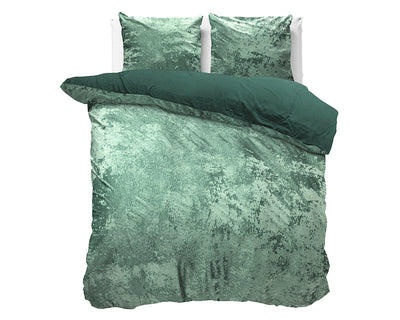 Crushed Velvet Dekbedovertrek - Katoen - Bottle Green