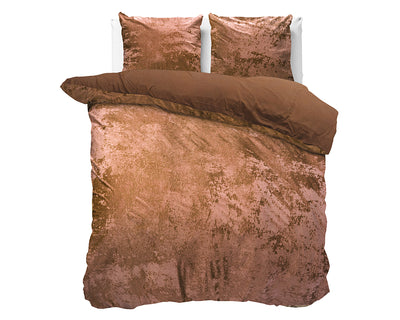 Crushed Velvet Dekbedovertrek - Katoen - Wood Brown