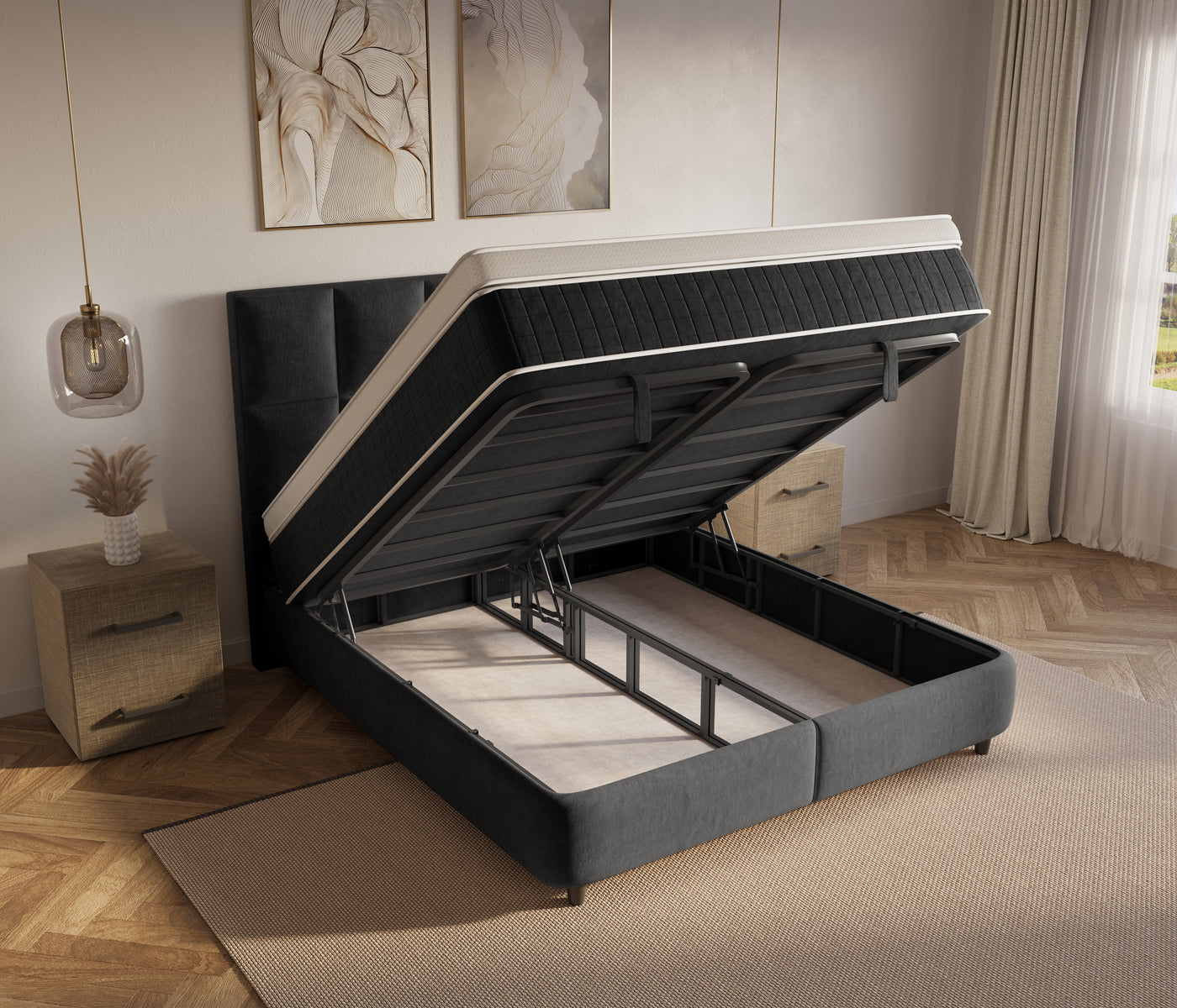 Dreamhouse Neroli Boxspring met Opbergruimte - Zwart