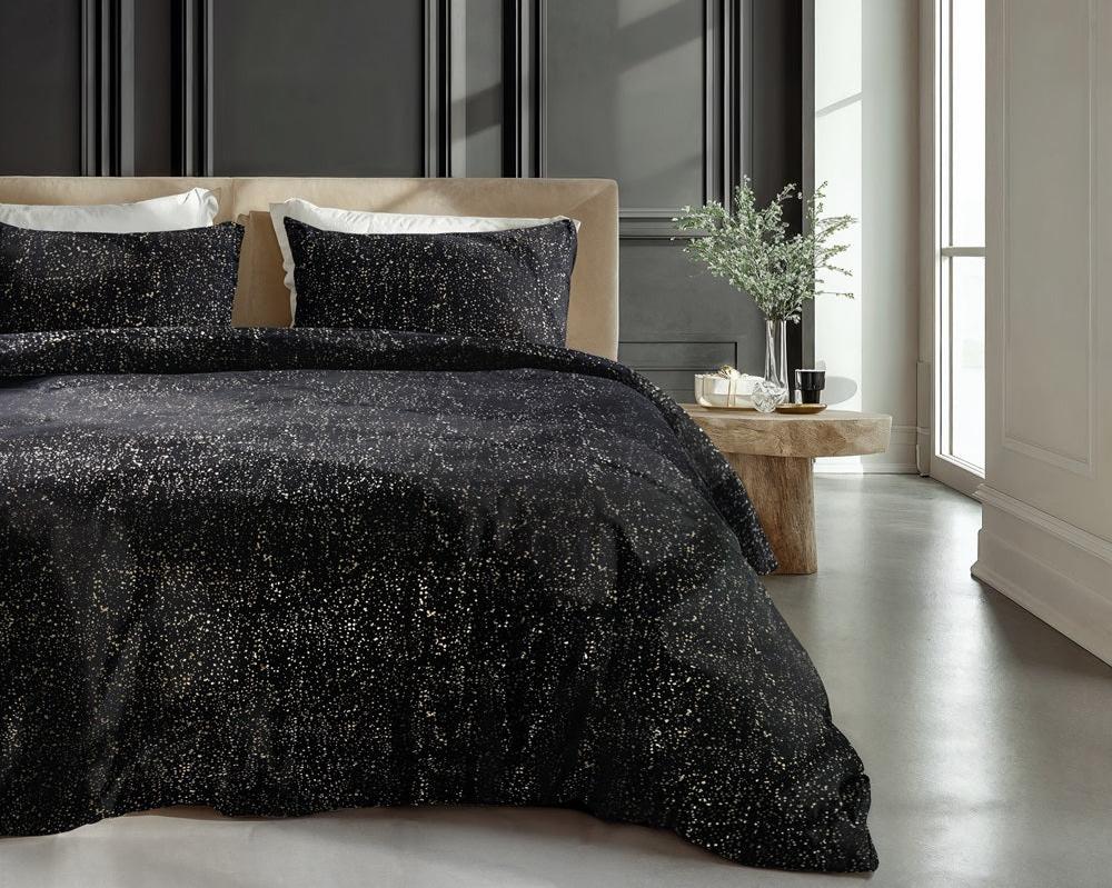 Glamour Sprankle Foil Dekbedovertrek Flanel - Zwart