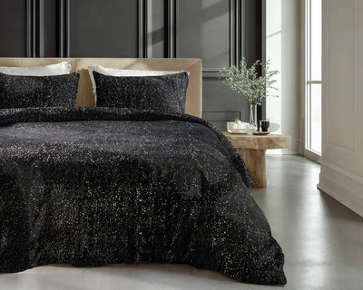 Glamour Sprankle Foil Dekbedovertrek Flanel - Zwart
