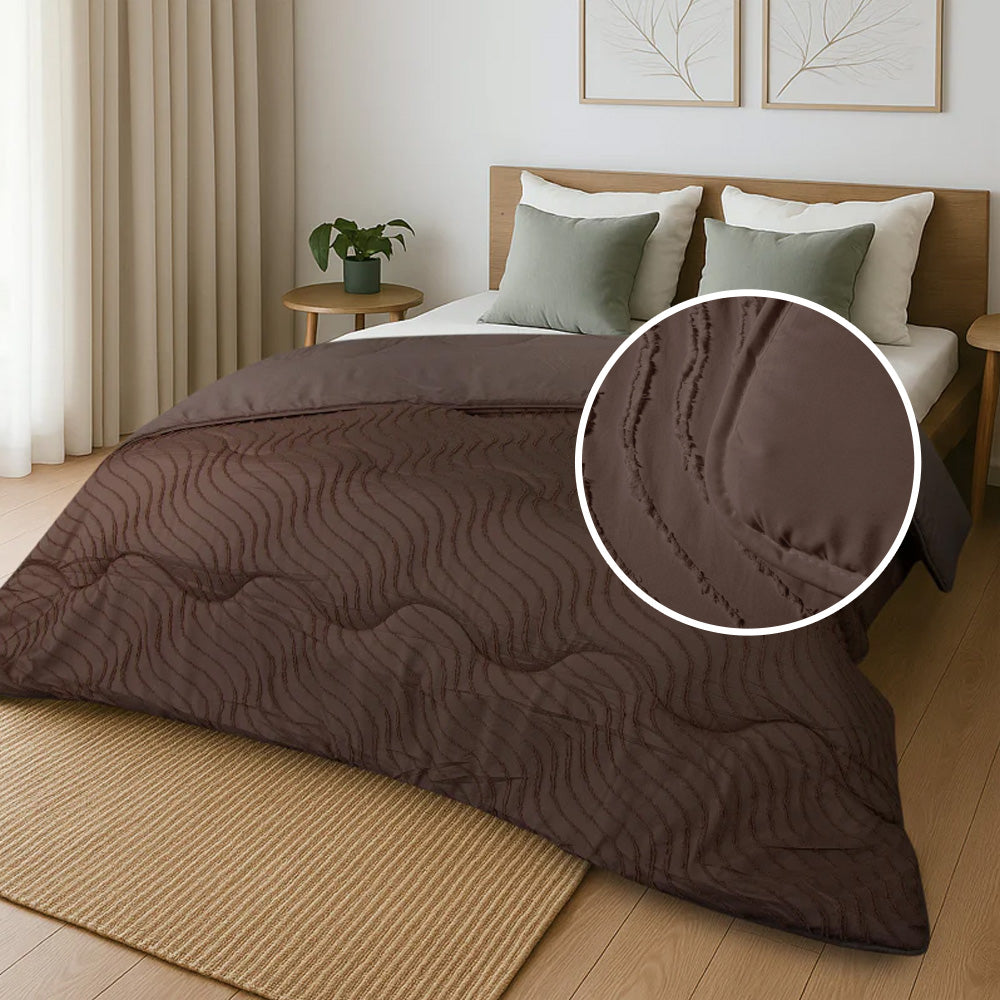 Tufted Waves Wasbaar Dekbed - Bruin