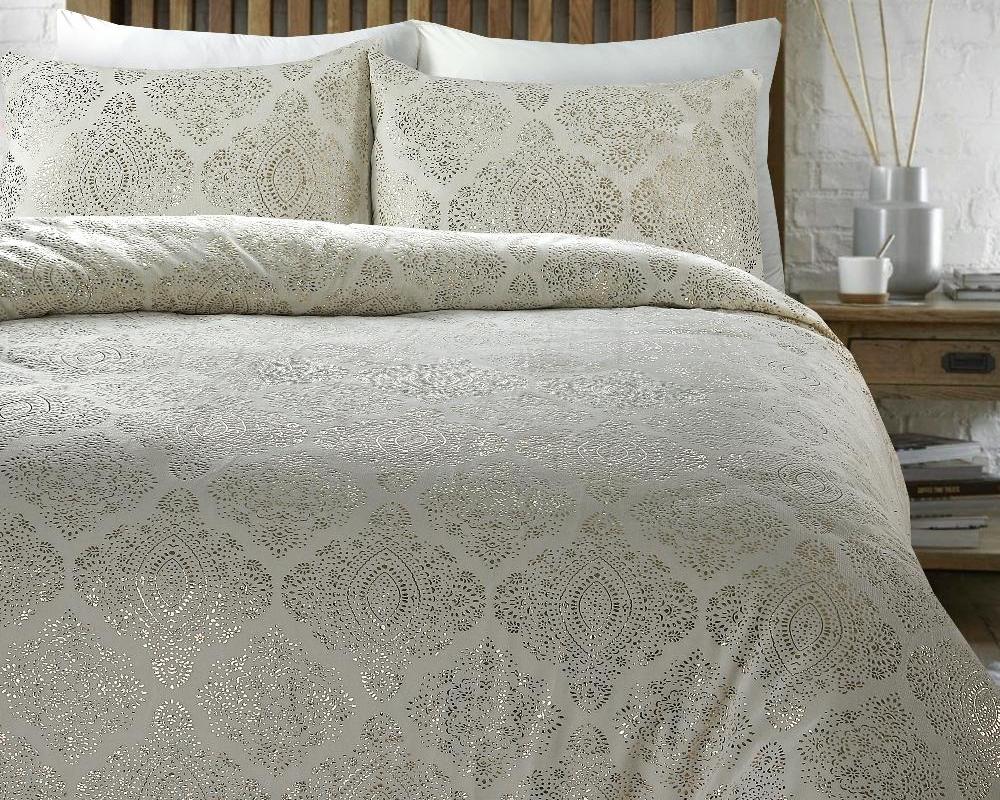 Glamour Art Foil Dekbedovertrek Flanel - Crème
